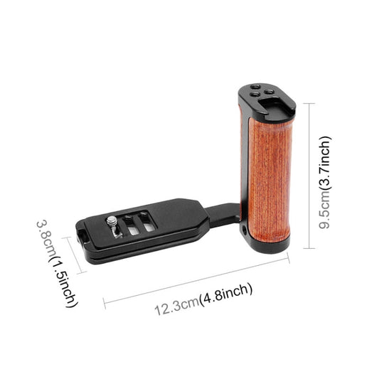 PULUZ Wooden Left Side Handle Vertical Shoot Quick Release L Plate by PULUZ