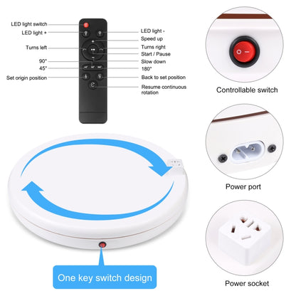 PULUZ 45cm Remote Control Adjusting Speed Rotating Turntable Display Stand with Power Socket, White, Load 100kg(AU Plug) - Camera Accessories by PULUZ | Online Shopping UK | buy2fix