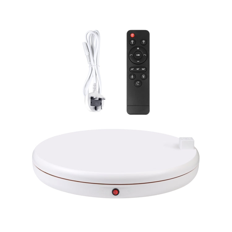 PULUZ 45cm Remote Control Adjusting Speed Rotating Turntable Display Stand with Power Socket, White, Load 100kg(UK Plug) - Camera Accessories by PULUZ | Online Shopping UK | buy2fix