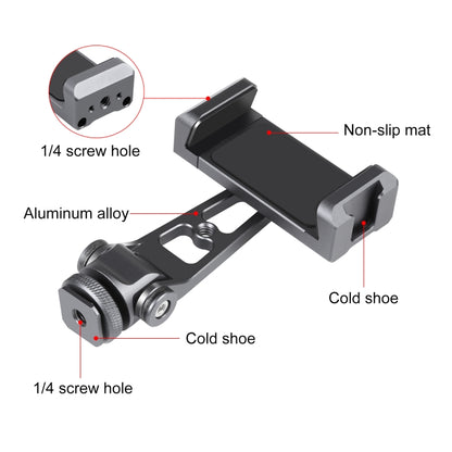 PULUZ Z-axis 360 Rotation Cold Shoes Aluminum Alloy Phone Clamp Holder Bracket (Black) - Desktop Holder by PULUZ | Online Shopping UK | buy2fix