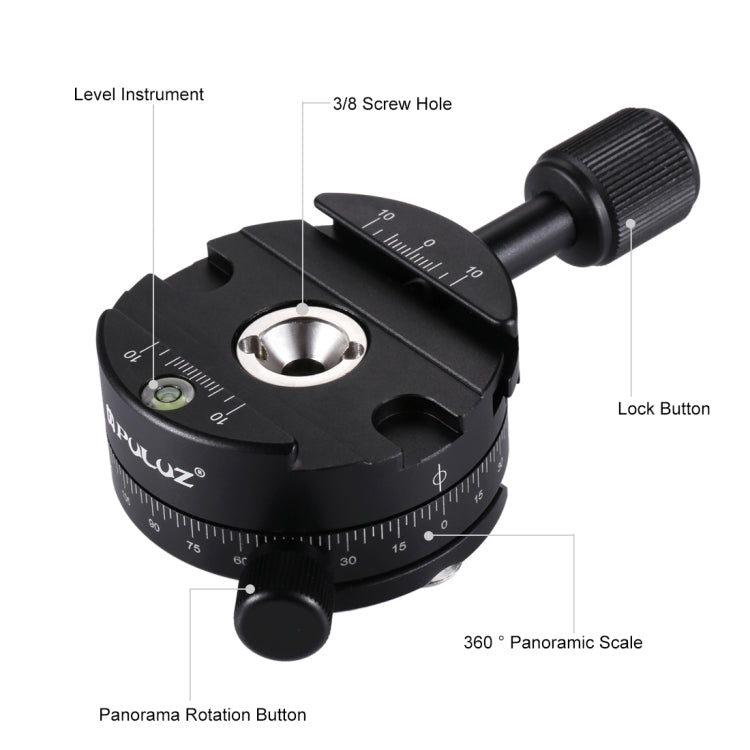 PULUZ Aluminum Alloy 360 Degree Rotation Panorama Ball Head with Quick Release Plate for Camera Tripod Head - Camera Accessories by PULUZ | Online Shopping UK | buy2fix