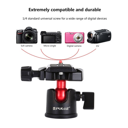 PULUZ 360 Degree Rotation Panoramic Metal Ball Head with Quick Release Plate for DSLR & Digital Cameras(Black) - Camera Accessories by PULUZ | Online Shopping UK | buy2fix