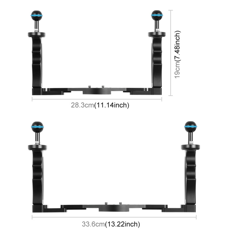 PULUZ Dual Handles Aluminium Alloy Tray Stabilizer for Underwater Camera Housings(Black) - Camera Accessories by PULUZ | Online Shopping UK | buy2fix