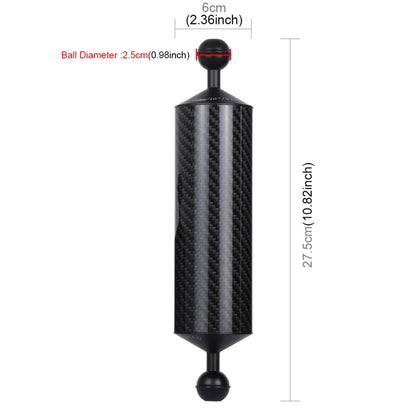 PULUZ 10.82 inch 27.5cm Length 60mm Diameter Dual Balls Carbon Fiber Floating Arm, Ball Diameter: 25mm, Buoyancy: 350g - Camera Accessories by PULUZ | Online Shopping UK | buy2fix