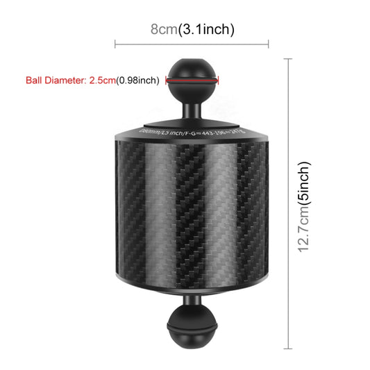 PULUZ 6.1 inch 15.5cm Length 80mm Diameter Dual Balls Carbon Fiber Floating Arm, Ball Diameter: 25mm, Buoyancy: 400g Phone by PULUZ