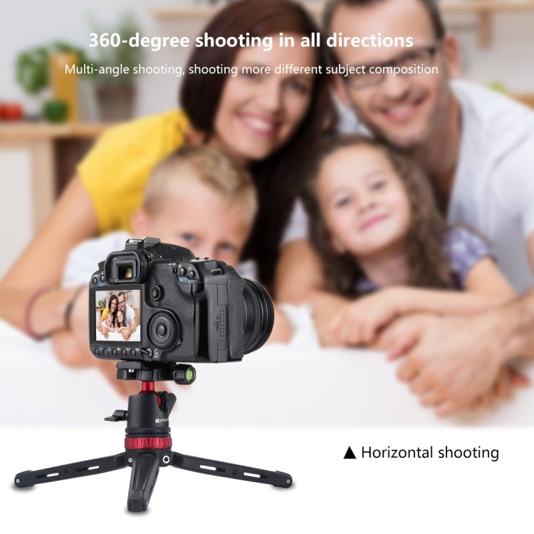 PULUZ Pocket Mini Adjustable Metal Desktop Tripod Mount with 360 Degree Ball Head for DSLR & Digital Cameras, Adjustable Height: 11-20.2cm(Red) - Camera Accessories by PULUZ | Online Shopping UK | buy2fix