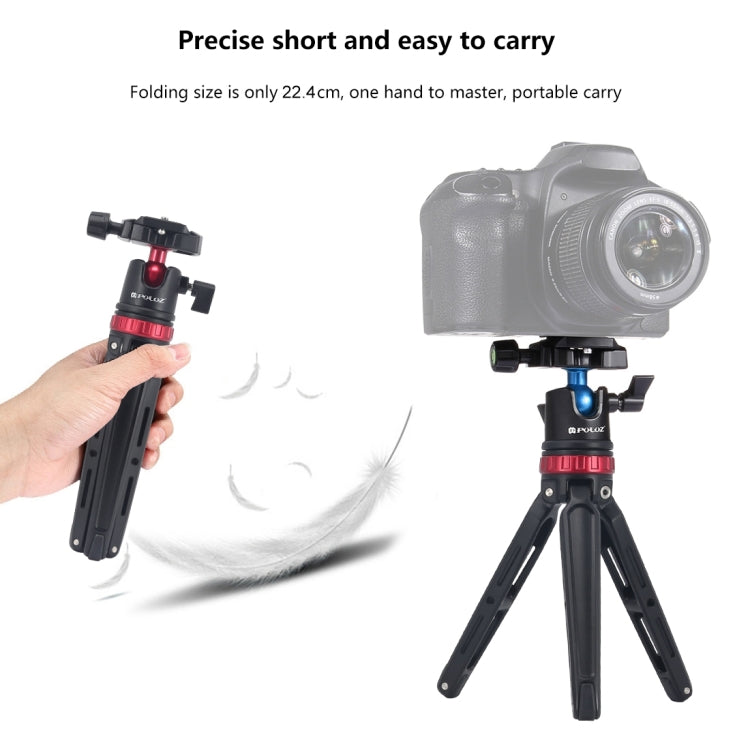 PULUZ Pocket Mini Adjustable Metal Desktop Tripod Mount with 360 Degree Ball Head for DSLR & Digital Cameras, Adjustable Height: 11-20.2cm(Red) - Camera Accessories by PULUZ | Online Shopping UK | buy2fix