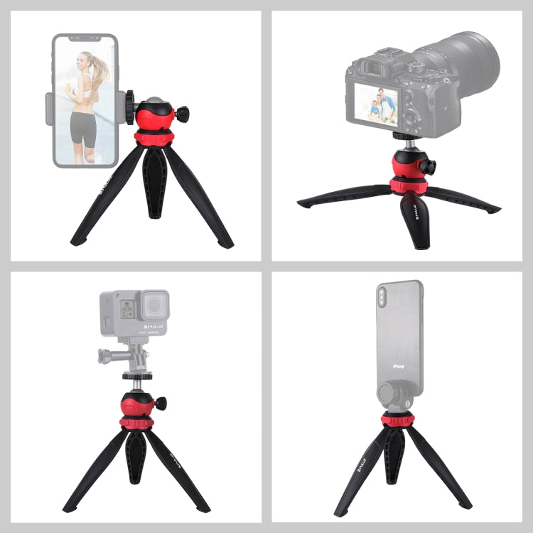 PULUZ 20cm Pocket Plastic Tripod Mount with 360 Degree Ball Head for Smartphones, GoPro, DSLR Cameras(Red) - Camera Accessories by PULUZ | Online Shopping UK | buy2fix