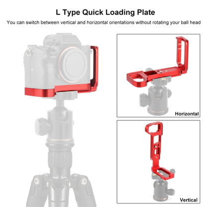 PULUZ 1/4 inch Vertical Shoot Quick Release L Plate Bracket Base Holder for Sony A9 (ILCE-9) / A7 III/ A7R III(Red) - Camera Accessories by PULUZ | Online Shopping UK | buy2fix