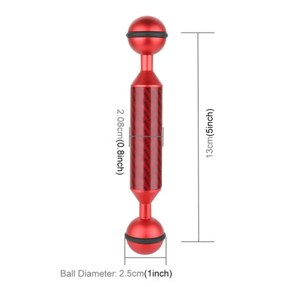 PULUZ 5 inch 13cm Length 20.8mm Diameter Dual Balls Carbon Fiber Floating Arm, Ball Diameter: 25mm(Red) by PULUZ