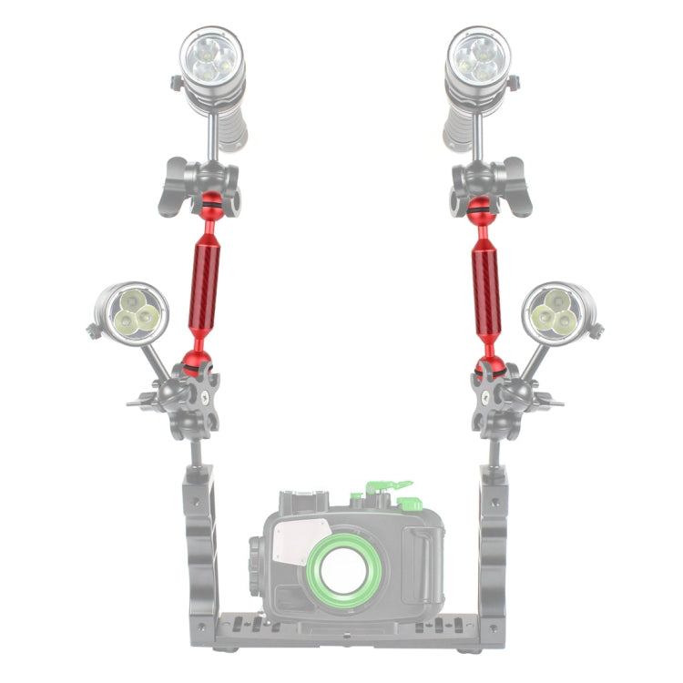 PULUZ 5 inch 13cm Length 20.8mm Diameter Dual Balls Carbon Fiber Floating Arm, Ball Diameter: 25mm(Red) by PULUZ