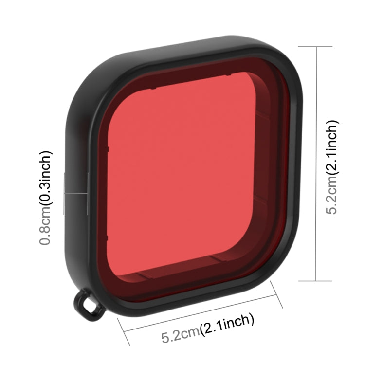 PULUZ Square Housing Diving Color Lens Filter for GoPro HERO8 Black(Red) - DJI & GoPro Accessories by PULUZ | Online Shopping UK | buy2fix