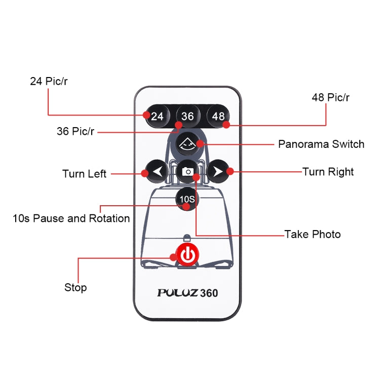 PULUZ Electronic 360 Degree Rotation Panoramic Head with Remote Controller for Smartphones, GoPro, DSLR Cameras(Red) - Camera Accessories by PULUZ | Online Shopping UK | buy2fix