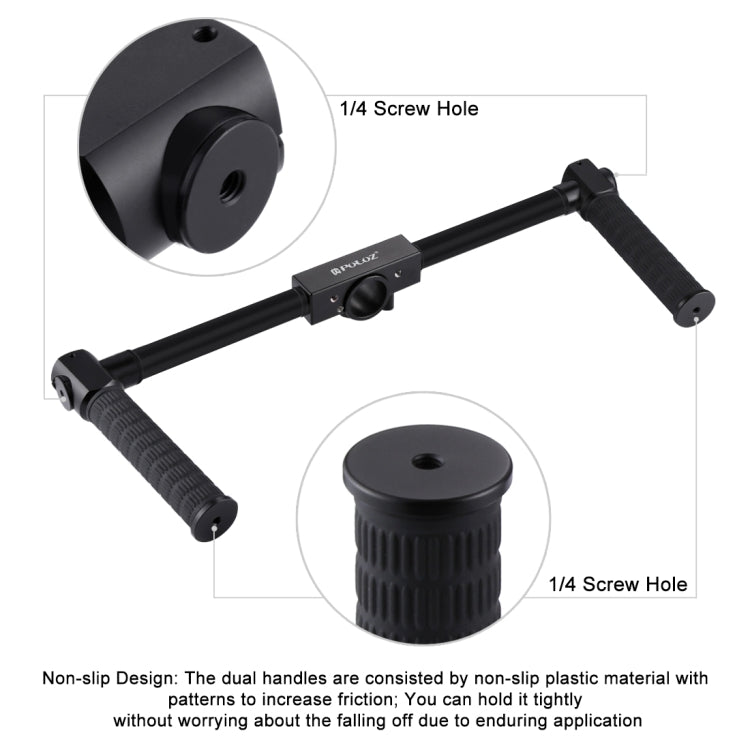 PULUZ Dual Handheld Grip Aluminum Tube Stabilizer - Camera Accessories by PULUZ | Online Shopping UK | buy2fix