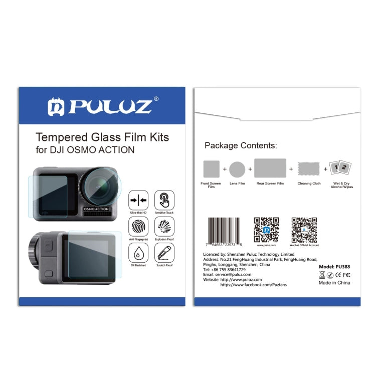 PULUZ Lens + Front and Back LCD Display 9H 2.5D Tempered Glass Film for DJI Osmo Action - DJI & GoPro Accessories by PULUZ | Online Shopping UK | buy2fix