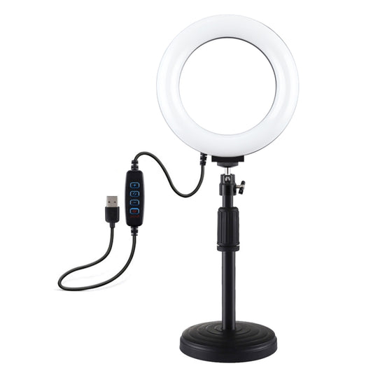PULUZ Round Base Desktop Mount + 6.2 inch 3 Modes USB Dimmable LED Ring Vlogging Video Light, Adjustable Height: 18cm-28cm by PULUZ