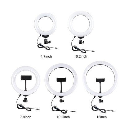PULUZ Round Base Desktop Mount + 6.2 inch 3 Modes USB Dimmable LED Ring Vlogging Video Light, Adjustable Height: 18cm-28cm - Camera Accessories by PULUZ | Online Shopping UK | buy2fix