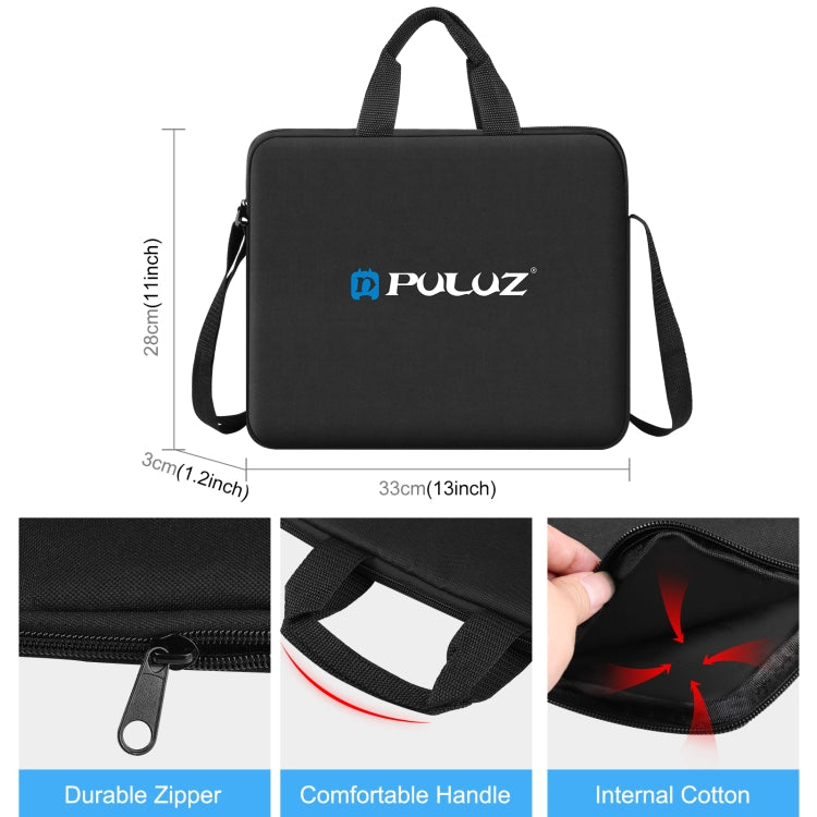 PULUZ 10 inch Ring LED Lights Portable Zipper Storage Bag Shoulder Handbags, Size: 33cm x 28cm x 3cm (Black) - Strap Satchel by PULUZ | Online Shopping UK | buy2fix