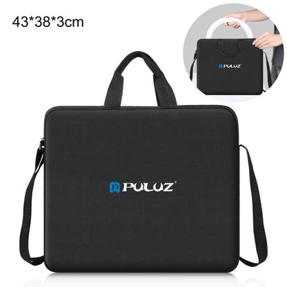 PULUZ 14 inch Ring LED Lights Portable Zipper Storage Bag Shoulder Handbags, Size: 43cm x 38cm x 3cm (Black) - Strap Satchel by PULUZ | Online Shopping UK | buy2fix