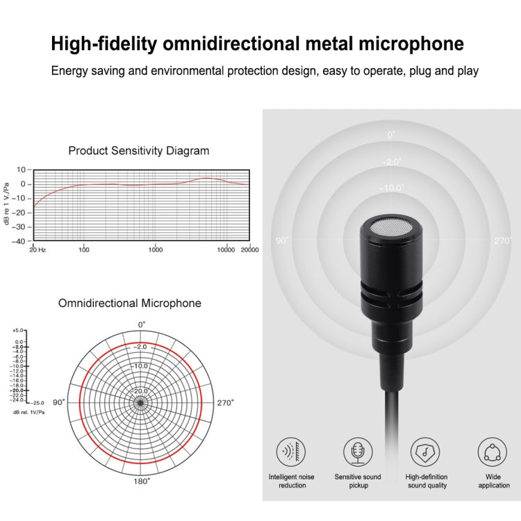 PULUZ 3.5mm Jack Lavalier Omnidirectional Condenser Recording Video Microphone, Length: 6m - Consumer Electronics by PULUZ | Online Shopping UK | buy2fix