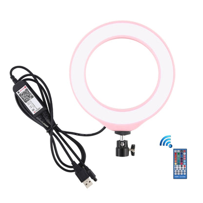 PULUZ 6.2 inch 16cm USB RGBW Dimmable LED Ring Vlogging Photography Video Lights  with Cold Shoe Tripod Ball Head & Remote Control(Pink) - Consumer Electronics by PULUZ | Online Shopping UK | buy2fix