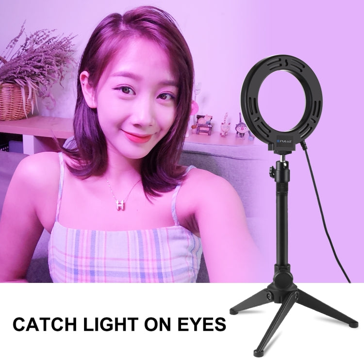PULUZ 4.7 inch 12cm Curved Surface USB 10 Modes 8 Colors RGBW Dimmable LED Ring Vlogging Photography Video Lights with Tripod Ball Head(Black) - Consumer Electronics by PULUZ | Online Shopping UK | buy2fix