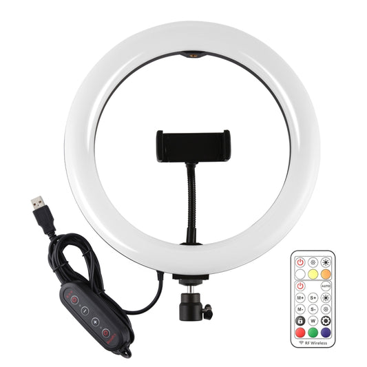 PULUZ 10.2 inch 26cm Curved Surface 168 LED Marquee LED RGBWW Dual-color Temperature Dimmable Ring Vlogging Photography Video Lights with Cold Shoe Tripod Ball Head & Remote Control & Phone Clamp(Black) by PULUZ