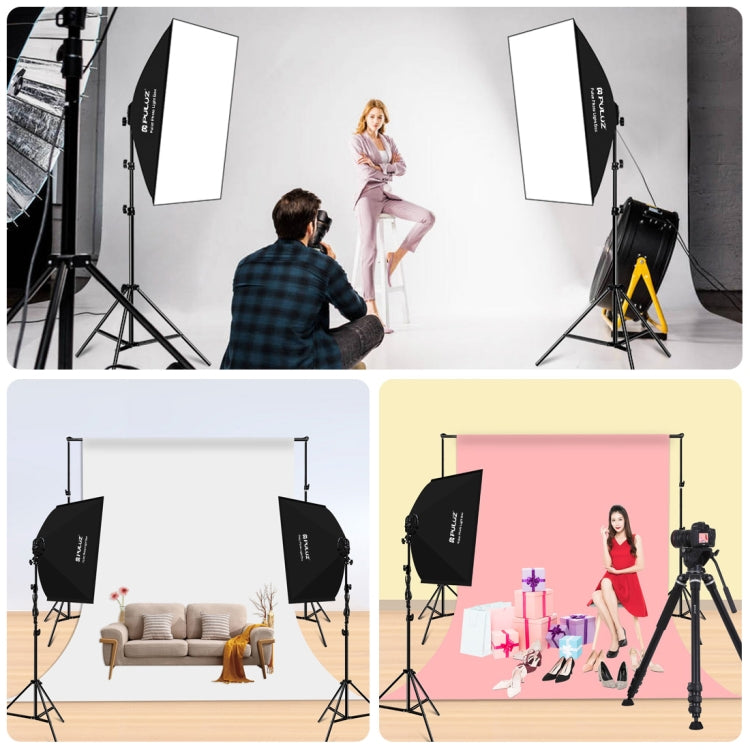 PULUZ 50x70cm Studio Softbox + 2m Tripod Mount + 4 x E27 20W 5700K White Light LED Light Bulb Photography Lighting Kit(US Plug) - Stand Bracket by PULUZ | Online Shopping UK | buy2fix