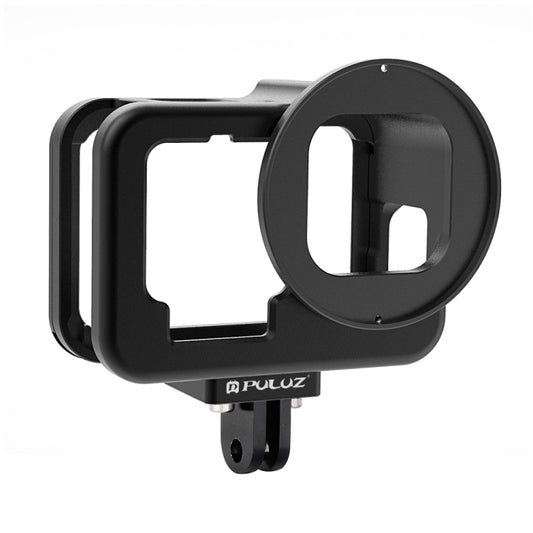 For GoPro HERO13 Black /12 Black /11 Black /10 Black /9 Black PULUZ Thin Housing Shell CNC Aluminum Alloy Protective Cage with Insurance Frame & 52mm UV Lens(Black) by PULUZ
