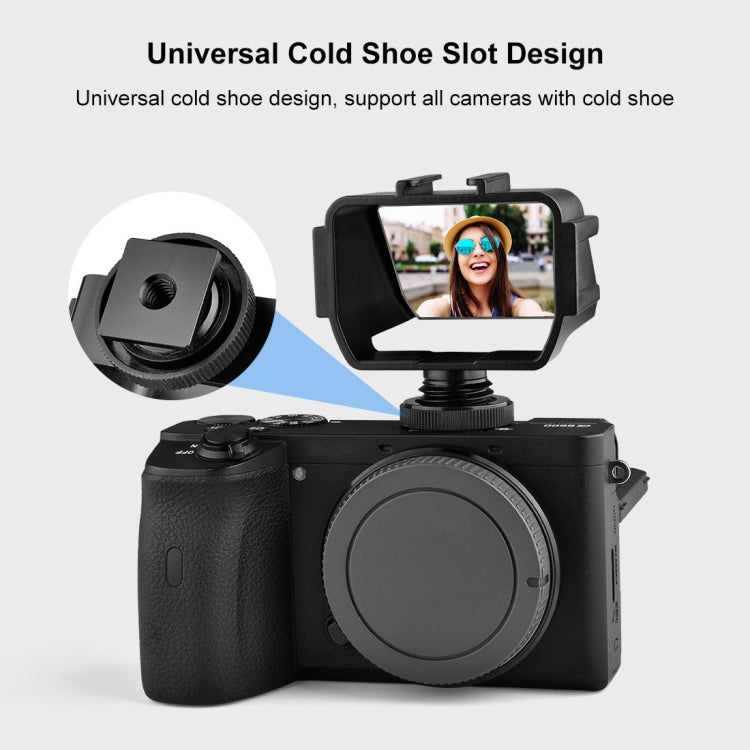 PULUZ Camera Vlog Selfie Flip Screen with Cold Shoe Mount Adapter for Mirrorless Camera(Black) - Camera Accessories by buy2fix | Online Shopping UK | buy2fix