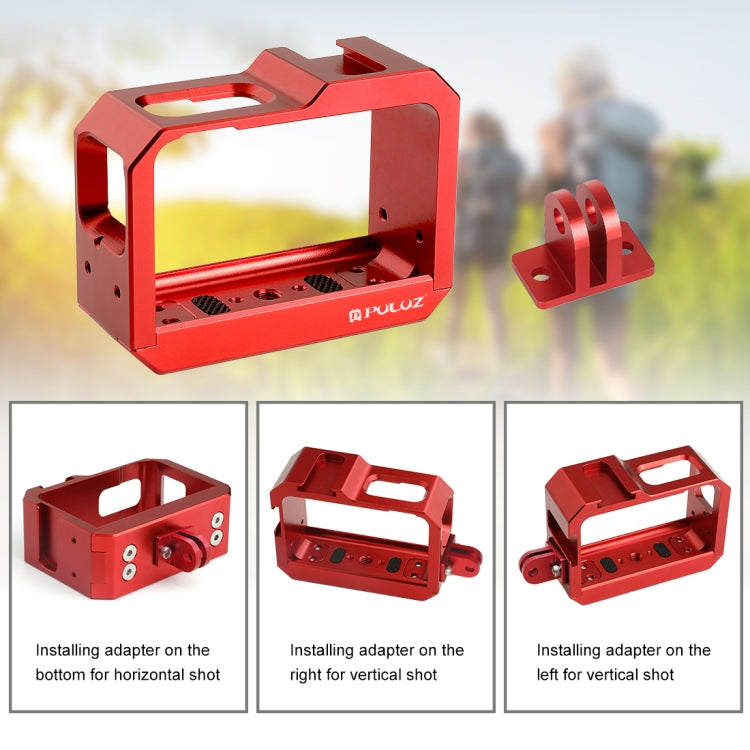 PULUZ Aluminum alloy Frame Mount Protective Case Cage with Cold Shoe Base Slot & Tripod Base Adapter for Insta360 One R(Red) - DJI & GoPro Accessories by PULUZ | Online Shopping UK | buy2fix