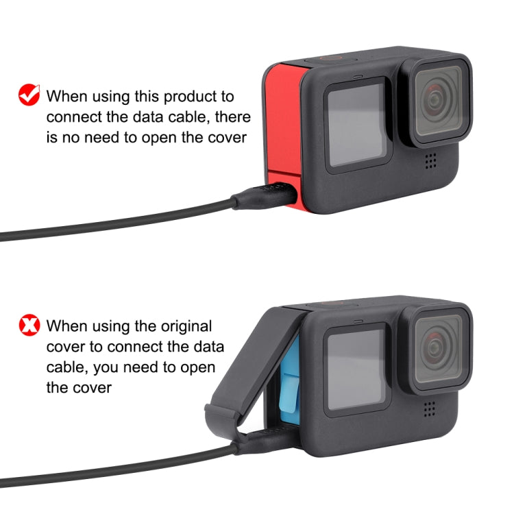 PULUZ Metal Battery Side Interface Cover for GoPro Hero11 Black / HERO10 Black / HERO9 Black(Red) - DJI & GoPro Accessories by PULUZ | Online Shopping UK | buy2fix