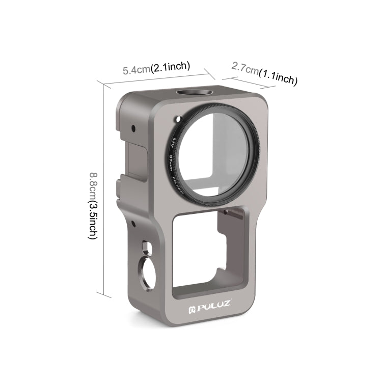 PULUZ CNC Aluminum Alloy Cage for DJI Action 2(Titanium Color) -  by PULUZ | Online Shopping UK | buy2fix