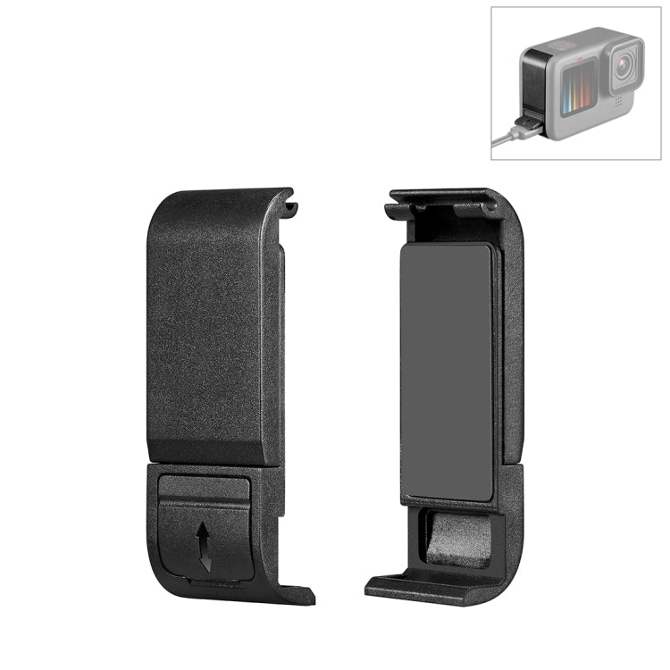 PULUZ POM Plastic Battery Side Interface Cover for GoPro Hero11 Black / HERO10 Black / HERO9 Black(Black) - DJI & GoPro Accessories by PULUZ | Online Shopping UK | buy2fix