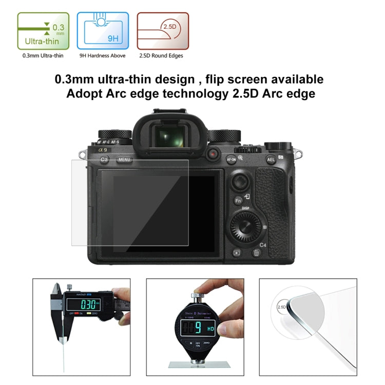 PULUZ 2.5D 9H Tempered Glass Film for Sony ILCE-9 (A9), Compatible with Sony RX100/II/III/IV/V/IV / A99 / HX400 / H300 / A99II / A7RIII / A7RII / A77II / RX10II / WX500 / HX90V, Samsung WB1100 / EX2F, Olympian VH-410 - Camera Accessories by PULUZ | Online Shopping UK | buy2fix