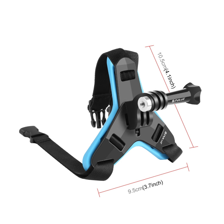 PULUZ Motorcycle Helmet Chin Strap Mount for GoPro, DJI Osmo Action and Other Action Cameras(Blue) - DJI & GoPro Accessories by PULUZ | Online Shopping UK | buy2fix