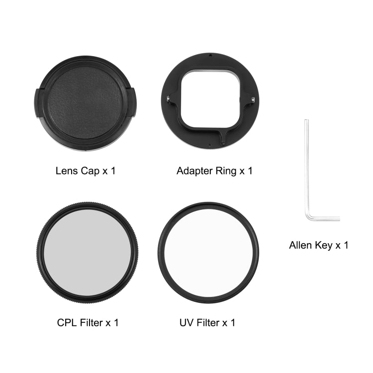 PULUZ 52mm CPL + UV Lens Filter with Adapter Ring for GoPro Hero11 Black / HERO10 Black / HERO9 Black(Black) - DJI & GoPro Accessories by PULUZ | Online Shopping UK | buy2fix