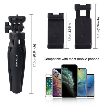 PULUZ Desk Plastic Tripod Mount with Phone Clamp & Adjusting Tripod Head for Smartphones(Black) - Consumer Electronics by PULUZ | Online Shopping UK | buy2fix