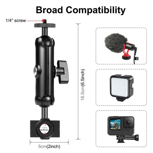 PULUZ Motorcycle Holder Rearview Mirror Fixed Mount for GoPro and Other Action Cameras (Black) by PULUZ