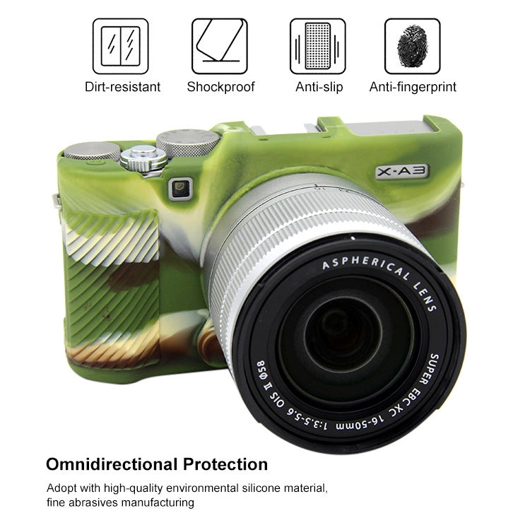 PULUZ Soft Silicone Protective Case for FUJIFILM X-A3 / X-A10(Camouflage) - Camera Accessories by PULUZ | Online Shopping UK | buy2fix