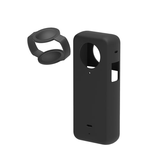 For Insta360 X3 PULUZ Silicone Protective Case with Lens Cover(Black) by PULUZ
