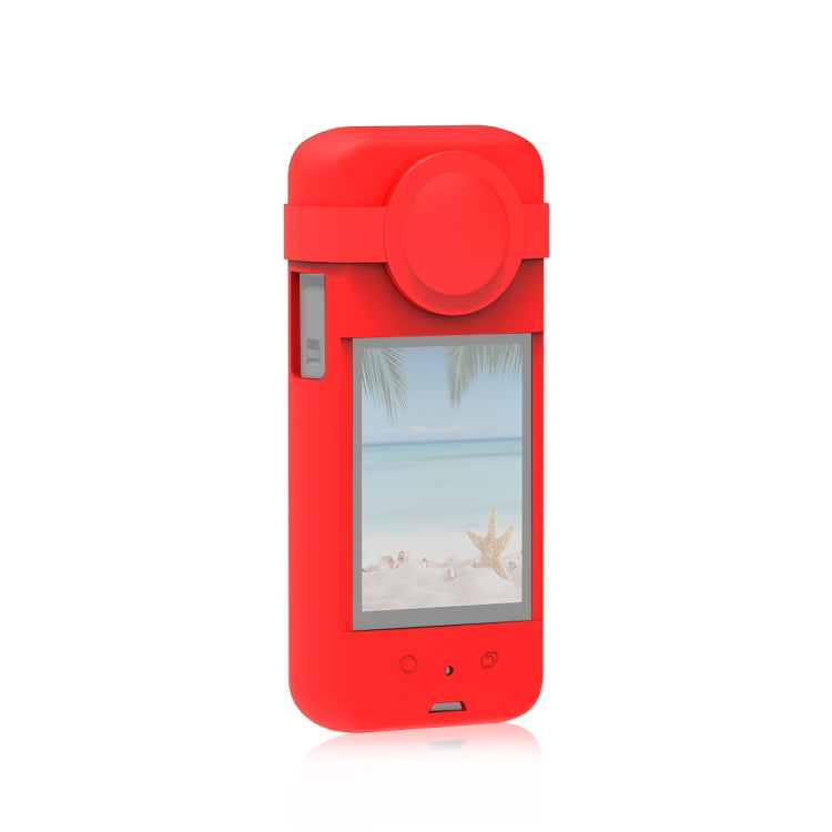 For Insta360 X3 PULUZ Silicone Protective Case with Lens Cover(Red) - Case & Bags by PULUZ | Online Shopping UK | buy2fix