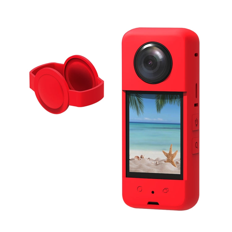 For Insta360 X3 PULUZ Silicone Protective Case with Lens Cover(Red) - Case & Bags by PULUZ | Online Shopping UK | buy2fix