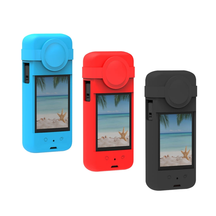 For Insta360 X3 PULUZ Silicone Protective Case with Lens Cover(Red) - DJI & GoPro Accessories by PULUZ | Online Shopping UK | buy2fix