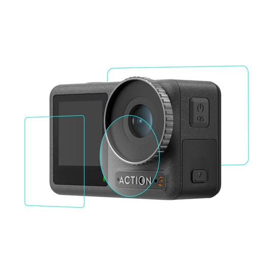 For DJI Osmo Action 3 PULUZ 3-in-1 Lens Front and Back Screen Tempered Glass Explosion-proof Film by PULUZ