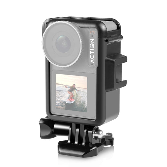 For DJI Osmo Action 5 Pro / 4 / 3 PULUZ Vertical Plastic Protective Frame Cage with Cold Shoes (Black)