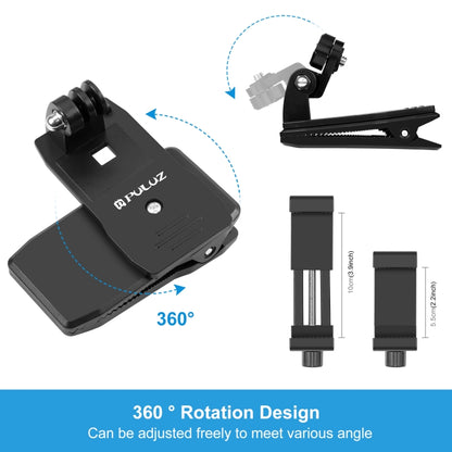 PULUZ 4 in 1 360 Degree Rotating Backpack Hat QR Clip Rec-mounts with Phone Clamp Kit - DJI & GoPro Accessories by PULUZ | Online Shopping UK | buy2fix