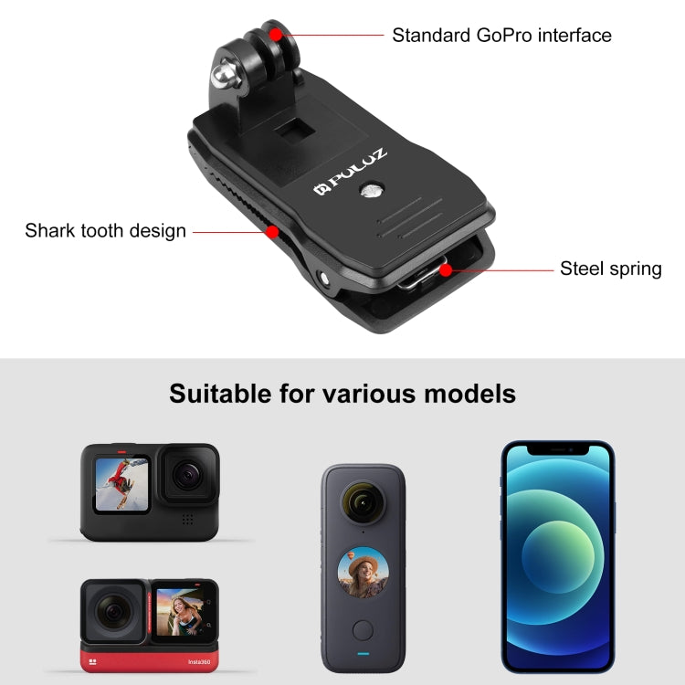 PULUZ 4 in 1 360 Degree Rotating Backpack Hat QR Clip Rec-mounts with Phone Clamp Kit - DJI & GoPro Accessories by PULUZ | Online Shopping UK | buy2fix