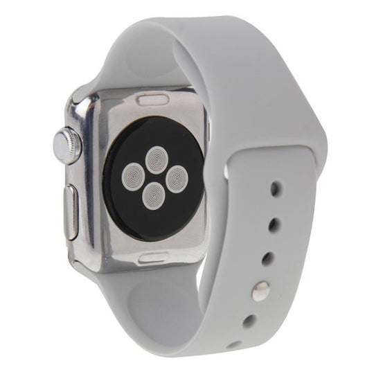 For Apple Watch Sport 38mm High-performance Longer Silicone Sport Watch Band with Pin-and-tuck Closure(Silver)