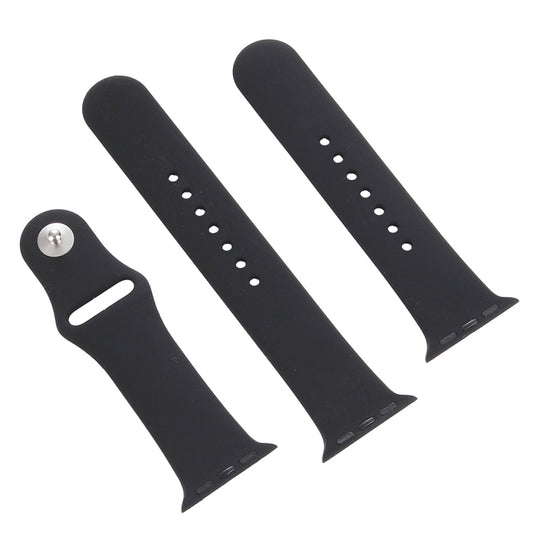For Apple Watch Series 10 42mm / 9&8&7 41mm / SE 3&SE 2&6&SE&5&4 40mm / 3&2&1 38mm 3 in 1 Rubber Watch Band with Pin Buckle(Black) by buy2fix